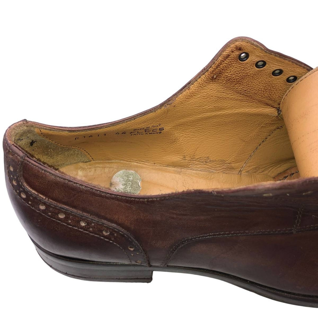 FLECS Straight Tip Shoes, Made in Italy, Size 44 Men's 27.0cm genuine leather red type reddish brown Vintage Second Hand