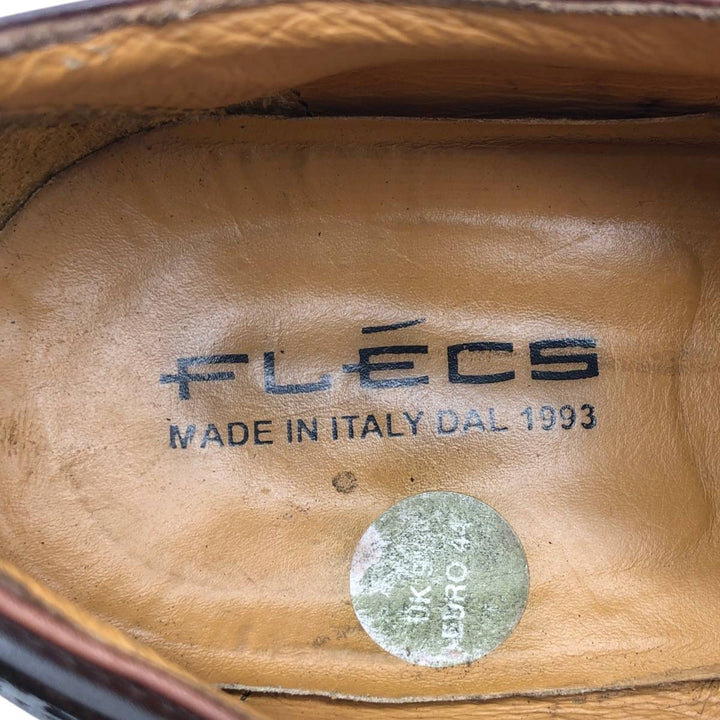 FLECS Straight Tip Shoes, Made in Italy, Size 44 Men's 27.0cm genuine leather red type reddish brown Vintage Second Hand