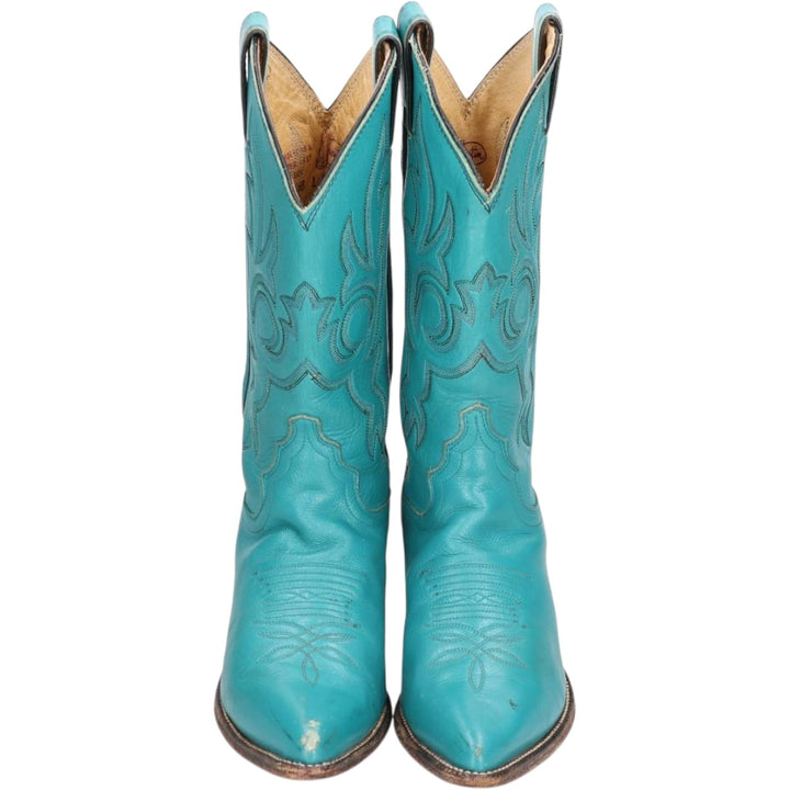 Justin Western Boots, Made in USA, Size 6 1/2 B Women's 23.5cm unclear turquoise blue Vintage Second Hand