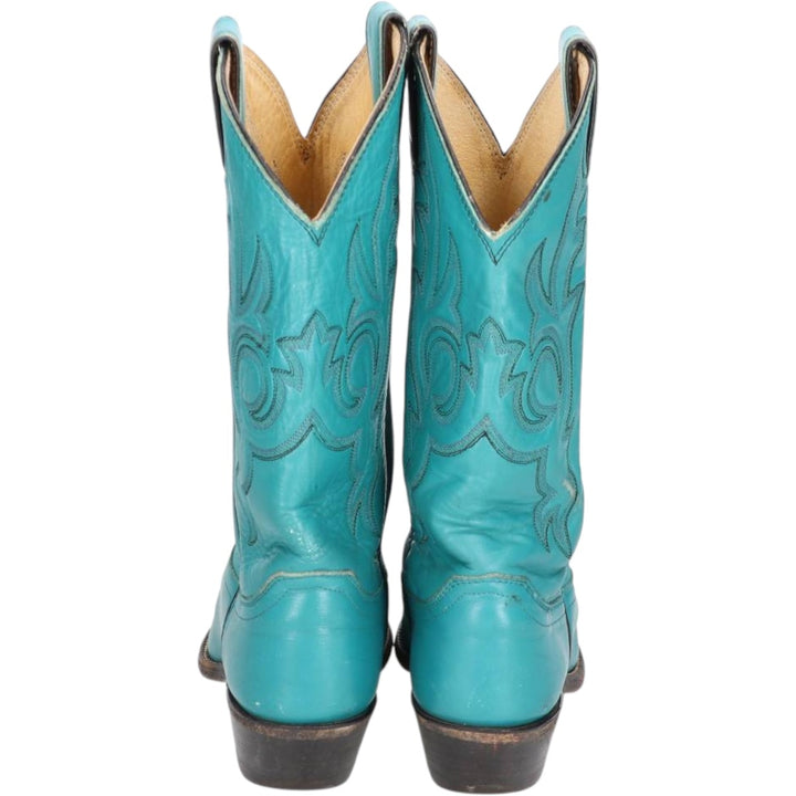 Justin Western Boots, Made in USA, Size 6 1/2 B Women's 23.5cm unclear turquoise blue Vintage Second Hand