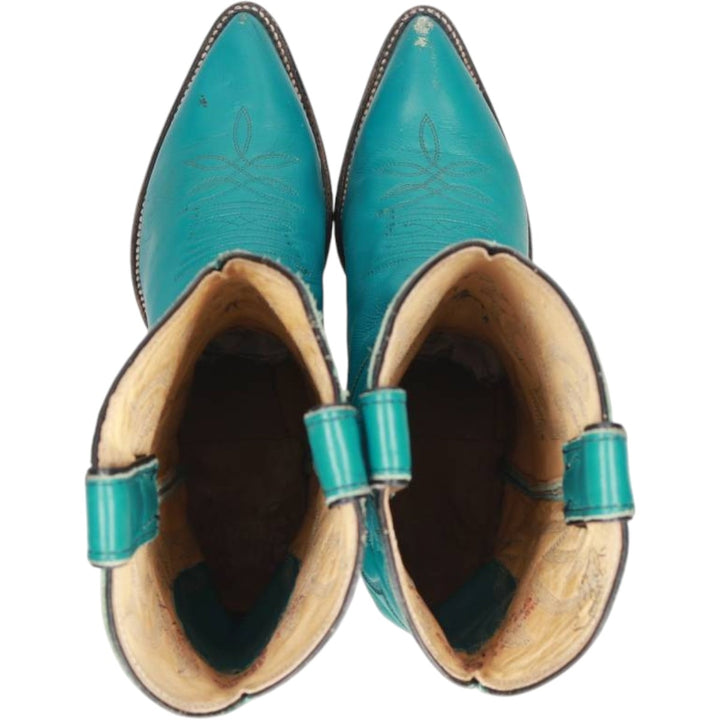 Justin Western Boots, Made in USA, Size 6 1/2 B Women's 23.5cm unclear turquoise blue Vintage Second Hand