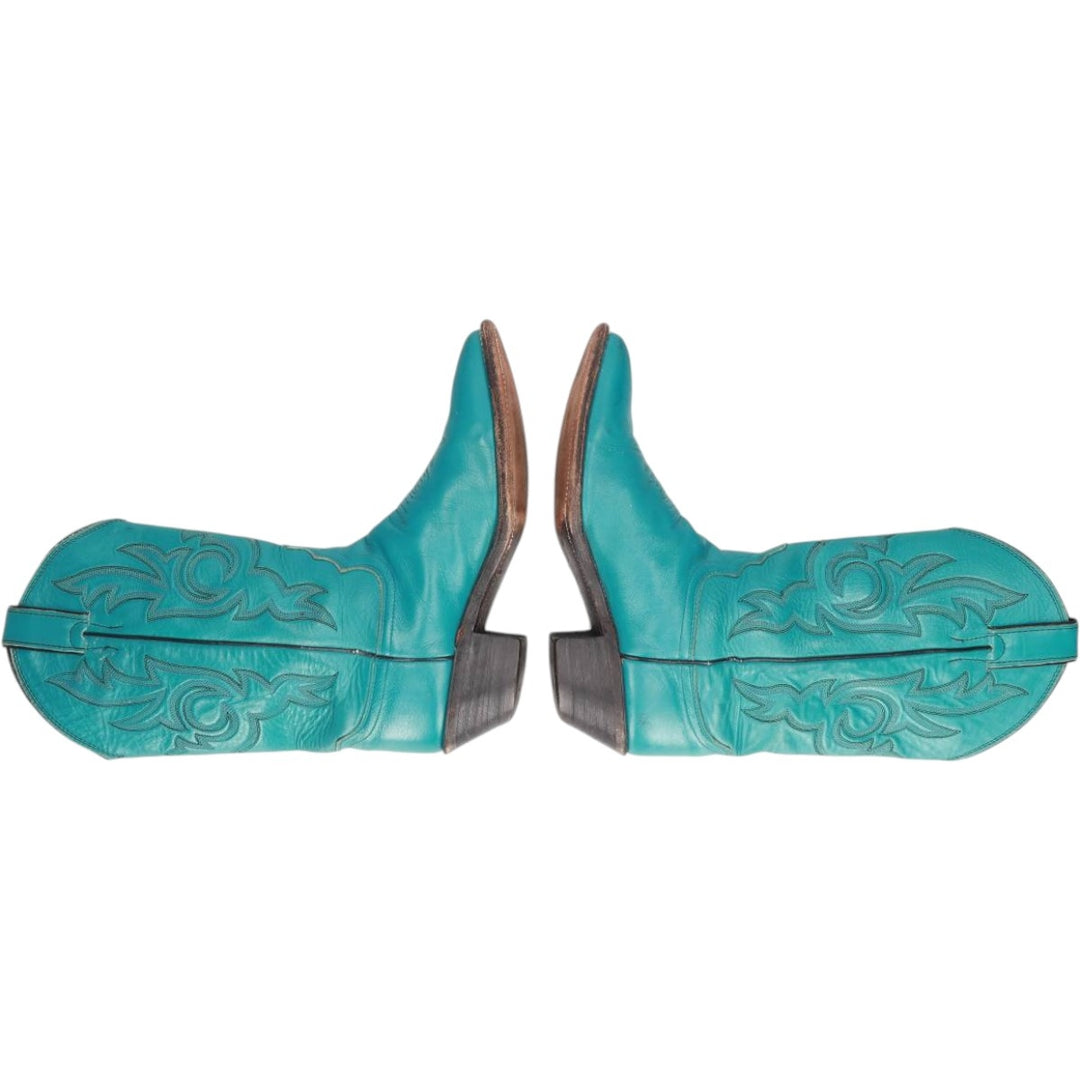 Justin Western Boots, Made in USA, Size 6 1/2 B Women's 23.5cm unclear turquoise blue Vintage Second Hand