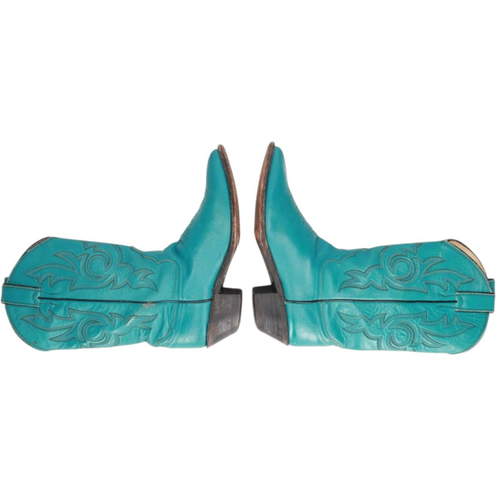 Justin Western Boots, Made in USA, Size 6 1/2 B Women's 23.5cm unclear turquoise blue Vintage Second Hand