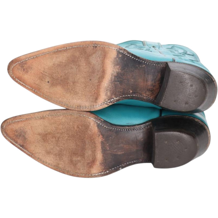 Justin Western Boots, Made in USA, Size 6 1/2 B Women's 23.5cm unclear turquoise blue Vintage Second Hand