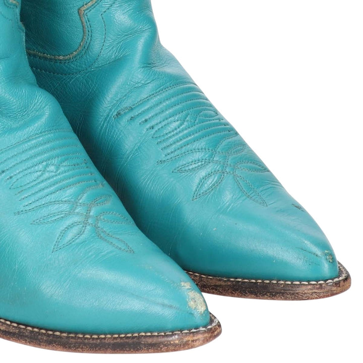 Justin Western Boots, Made in USA, Size 6 1/2 B Women's 23.5cm unclear turquoise blue Vintage Second Hand