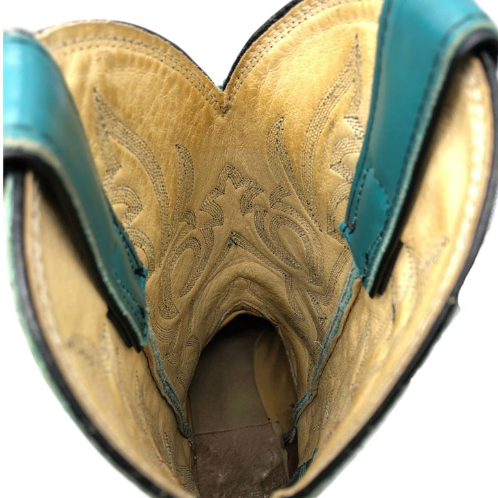 Justin Western Boots, Made in USA, Size 6 1/2 B Women's 23.5cm unclear turquoise blue Vintage Second Hand