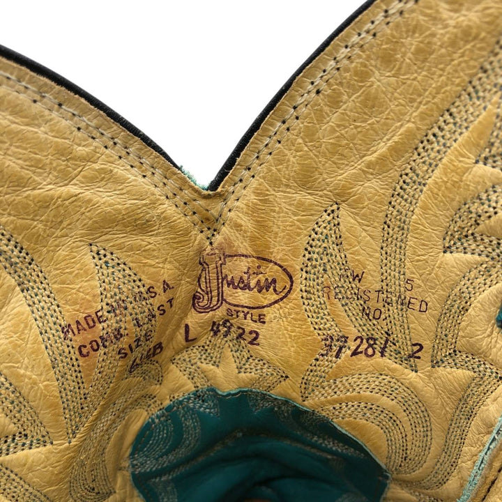 Justin Western Boots, Made in USA, Size 6 1/2 B Women's 23.5cm unclear turquoise blue Vintage Second Hand