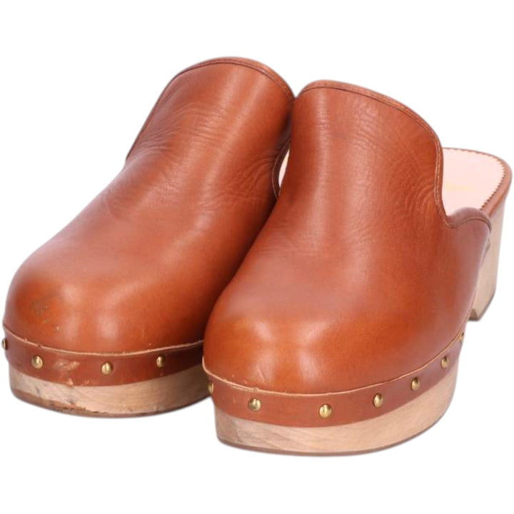 J.Crew platform clogs with studs, size 7 Women's 23.0cm genuine leather Camel type Vintage Second Hand