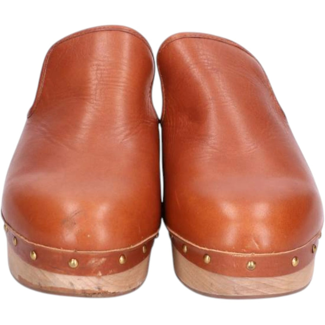 J.Crew platform clogs with studs, size 7 Women's 23.0cm genuine leather Camel type Vintage Second Hand