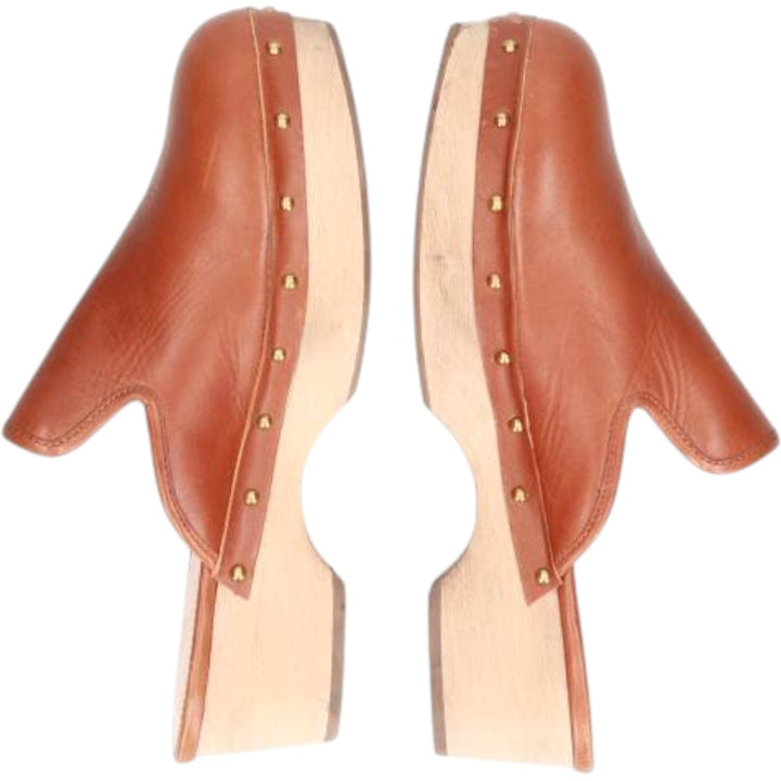 J.Crew platform clogs with studs, size 7 Women's 23.0cm genuine leather Camel type Vintage Second Hand