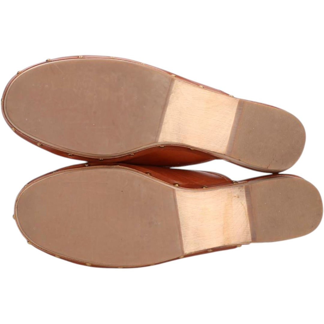J.Crew platform clogs with studs, size 7 Women's 23.0cm genuine leather Camel type Vintage Second Hand