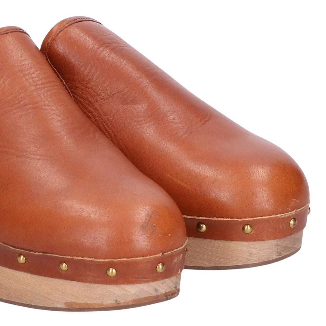 J.Crew platform clogs with studs, size 7 Women's 23.0cm genuine leather Camel type Vintage Second Hand