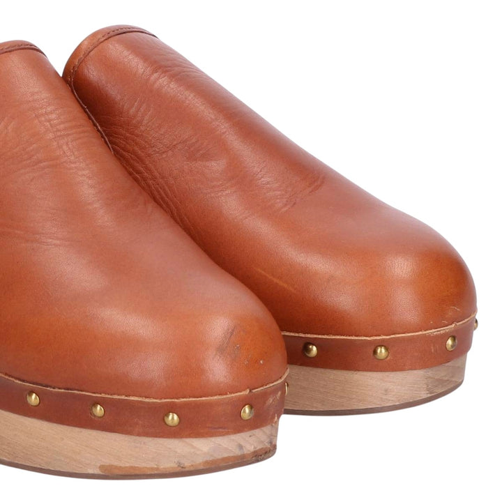 J.Crew platform clogs with studs, size 7 Women's 23.0cm genuine leather Camel type Vintage Second Hand
