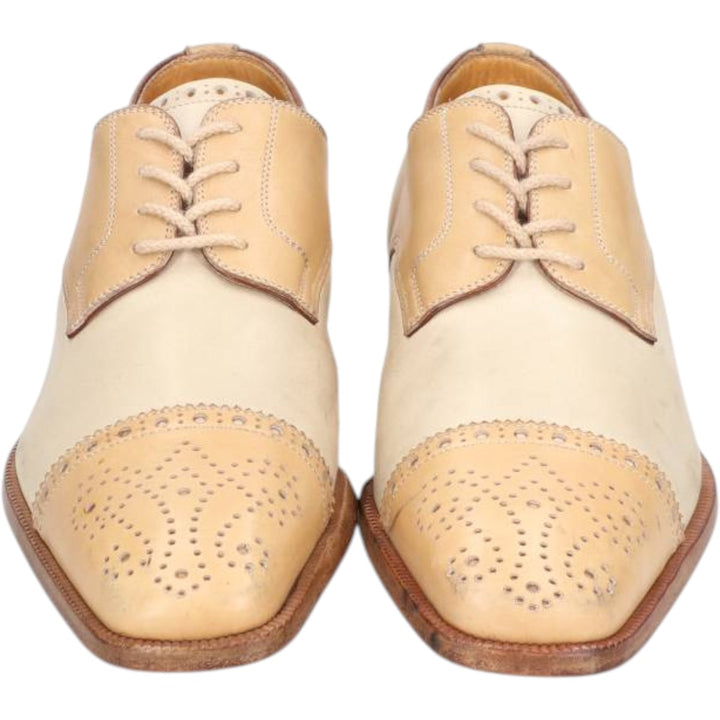 BRUGNOLI Two-tone Semi-Brogue Straight Tip Shoes, Size 37 1/2 Women's 24.0cm unclear Beige type Vintage Second Hand