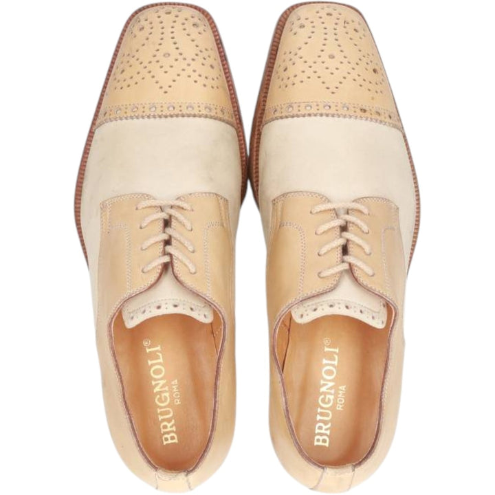 BRUGNOLI Two-tone Semi-Brogue Straight Tip Shoes, Size 37 1/2 Women's 24.0cm unclear Beige type Vintage Second Hand