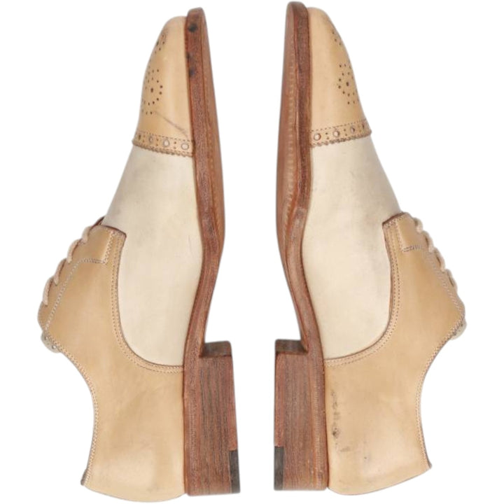 BRUGNOLI Two-tone Semi-Brogue Straight Tip Shoes, Size 37 1/2 Women's 24.0cm unclear Beige type Vintage Second Hand