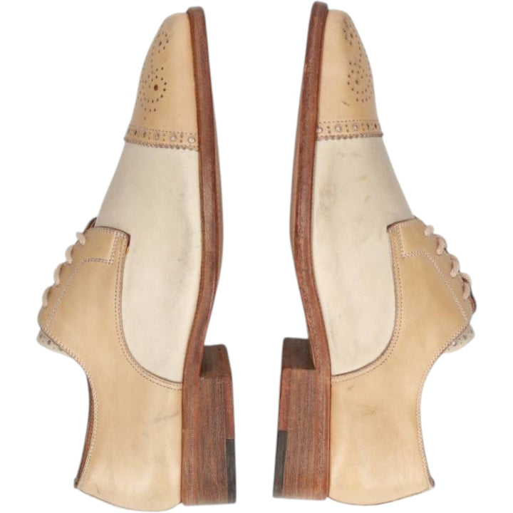 BRUGNOLI Two-tone Semi-Brogue Straight Tip Shoes, Size 37 1/2 Women's 24.0cm unclear Beige type Vintage Second Hand