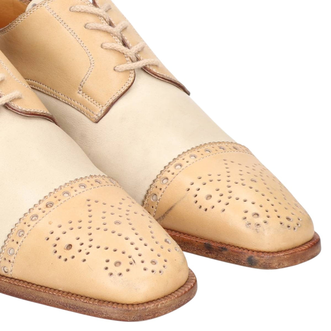 BRUGNOLI Two-tone Semi-Brogue Straight Tip Shoes, Size 37 1/2 Women's 24.0cm unclear Beige type Vintage Second Hand