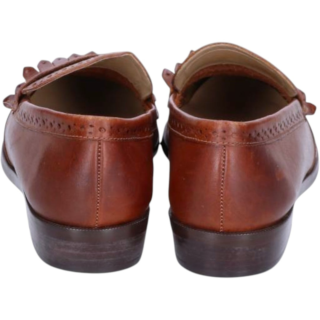 Pappagallo Full Brogue Quilted Coin Loafers, Size 7M Women's 23.5cm genuine leather brown type Vintage Second Hand