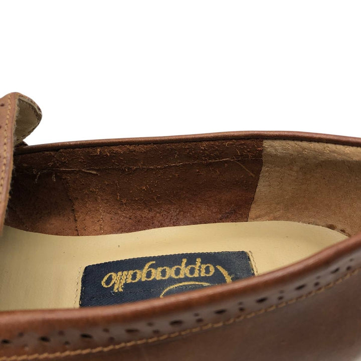 Pappagallo Full Brogue Quilted Coin Loafers, Size 7M Women's 23.5cm genuine leather brown type Vintage Second Hand