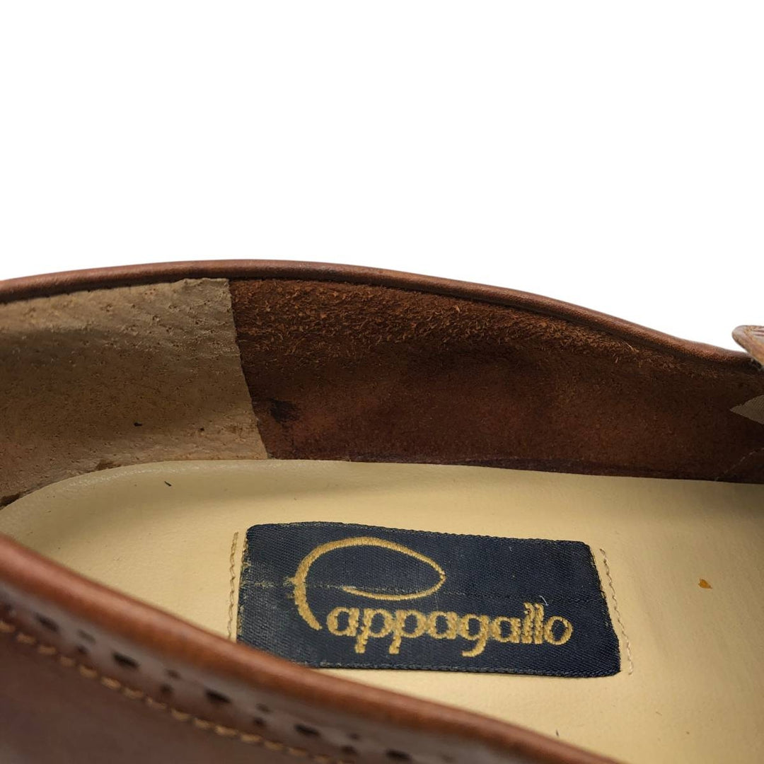 Pappagallo Full Brogue Quilted Coin Loafers, Size 7M Women's 23.5cm genuine leather brown type Vintage Second Hand