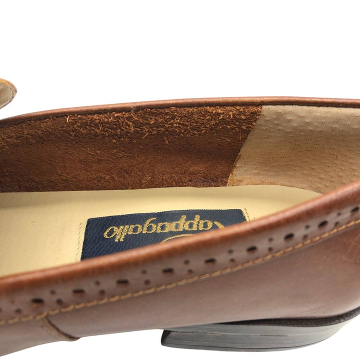 Pappagallo Full Brogue Quilted Coin Loafers, Size 7M Women's 23.5cm genuine leather brown type Vintage Second Hand