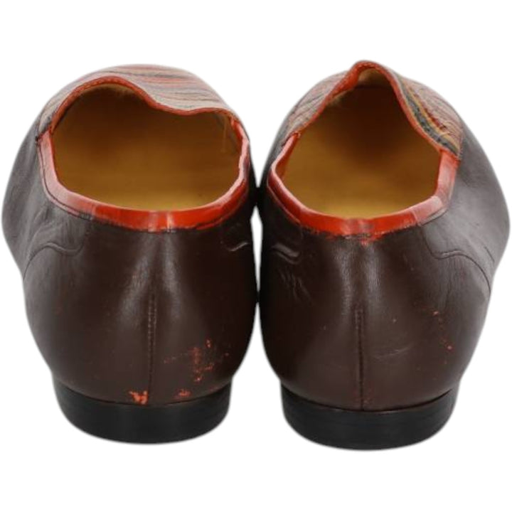 ENZO ANGIOLINI Multi-stripe Square Toe Pumps, Size 7 1/2 (M) Women's 24.5cm genuine leather dark chocolate Vintage Second Hand