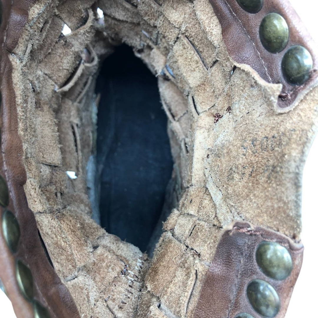 ASH Studded Braided Engineer Boots, Size 39 Women's 24.5cm unclear brown type Vintage Second Hand