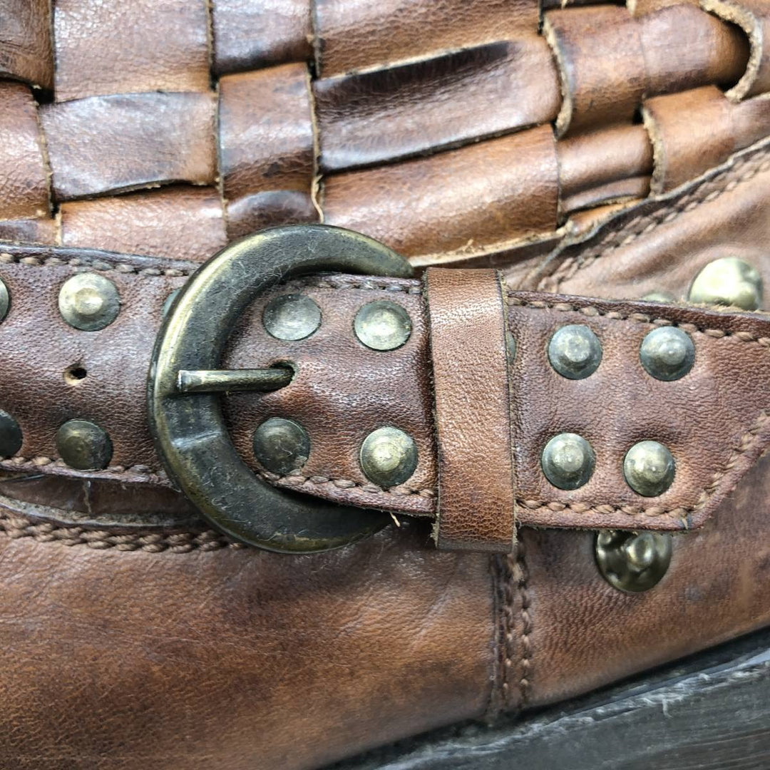 ASH Studded Braided Engineer Boots, Size 39 Women's 24.5cm unclear brown type Vintage Second Hand