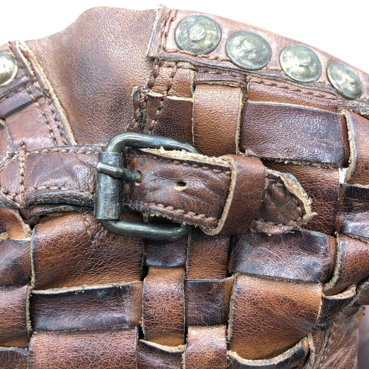 ASH Studded Braided Engineer Boots, Size 39 Women's 24.5cm unclear brown type Vintage Second Hand