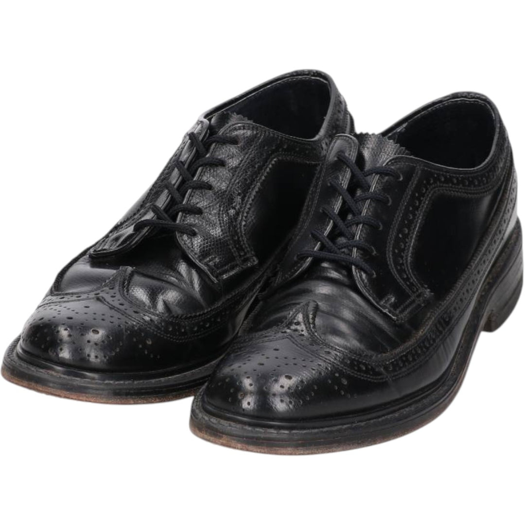 Florsheim Full Brogue Wingtip Shoes, Size 7D (Men's, equivalent to 10.4 inches) /saa016291 Men's 26.5cm genuine leather black type Vintage Second Hand