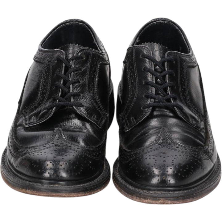 Florsheim Full Brogue Wingtip Shoes, Size 7D (Men's, equivalent to 10.4 inches) /saa016291 Men's 26.5cm genuine leather black type Vintage Second Hand
