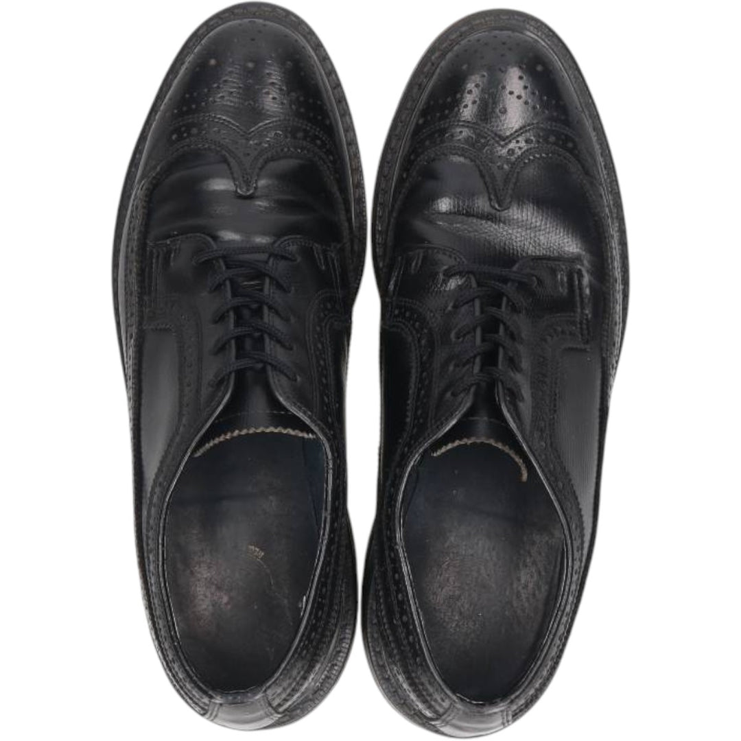 Florsheim Full Brogue Wingtip Shoes, Size 7D (Men's, equivalent to 10.4 inches) /saa016291 Men's 26.5cm genuine leather black type Vintage Second Hand