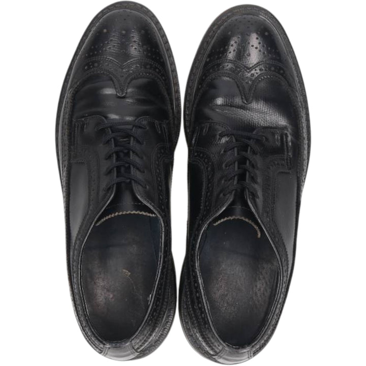 Florsheim Full Brogue Wingtip Shoes, Size 7D (Men's, equivalent to 10.4 inches) /saa016291 Men's 26.5cm genuine leather black type Vintage Second Hand