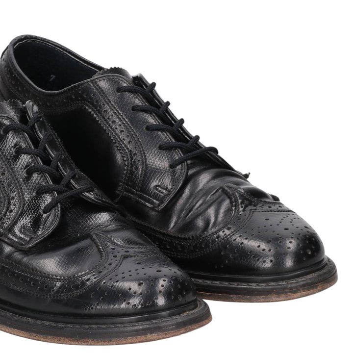 Florsheim Full Brogue Wingtip Shoes, Size 7D (Men's, equivalent to 10.4 inches) /saa016291 Men's 26.5cm genuine leather black type Vintage Second Hand