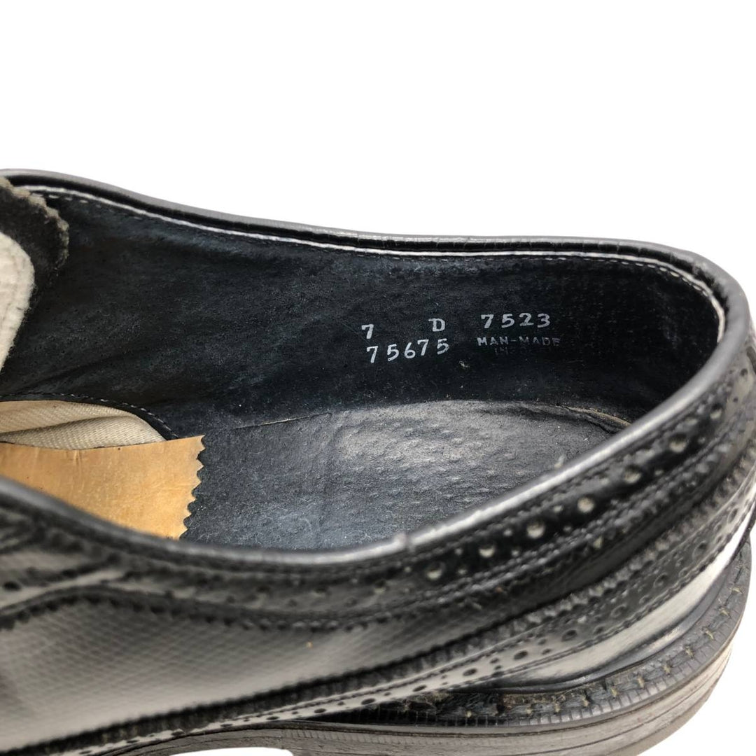 Florsheim Full Brogue Wingtip Shoes, Size 7D (Men's, equivalent to 10.4 inches) /saa016291 Men's 26.5cm genuine leather black type Vintage Second Hand