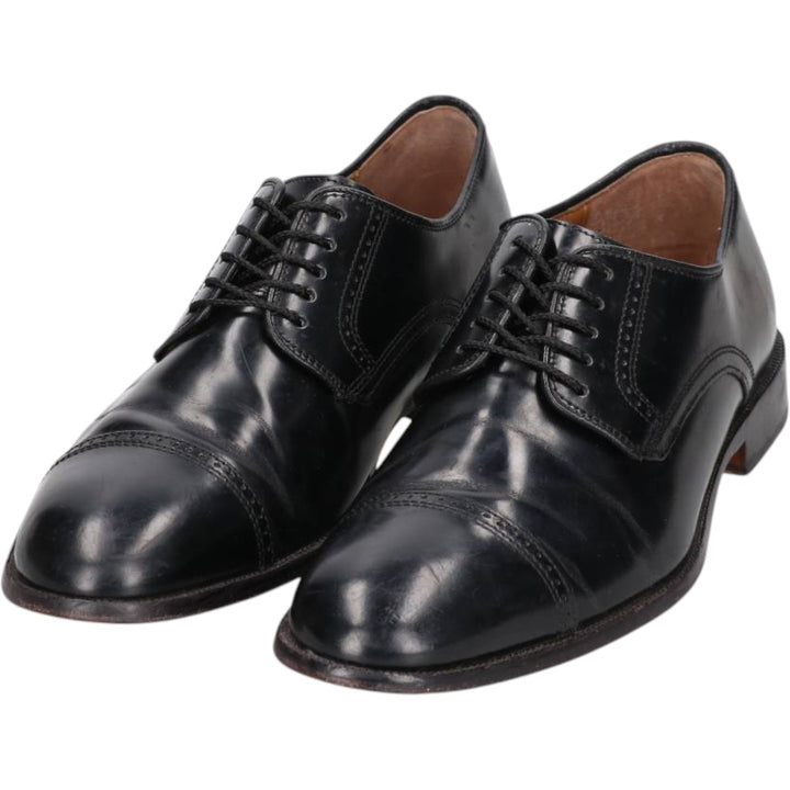 Johnston & Murphy straight-tip shoes, size 9D Men's 27.0cm Genuine Leather Sheepskin black type Vintage Second Hand