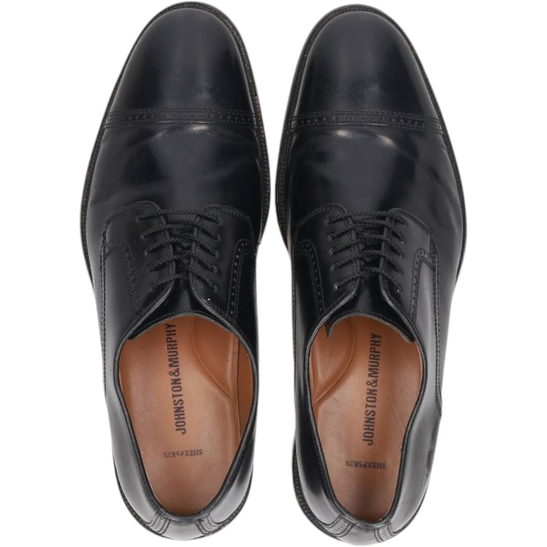 Johnston & Murphy straight-tip shoes, size 9D Men's 27.0cm Genuine Leather Sheepskin black type Vintage Second Hand