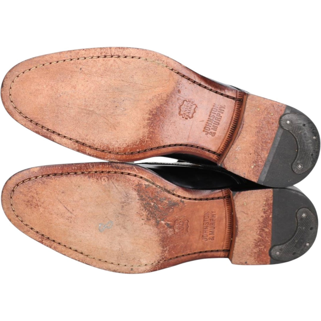 Johnston & Murphy straight-tip shoes, size 9D Men's 27.0cm Genuine Leather Sheepskin black type Vintage Second Hand