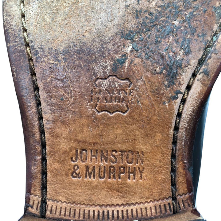 Johnston & Murphy straight-tip shoes, size 9D Men's 27.0cm Genuine Leather Sheepskin black type Vintage Second Hand