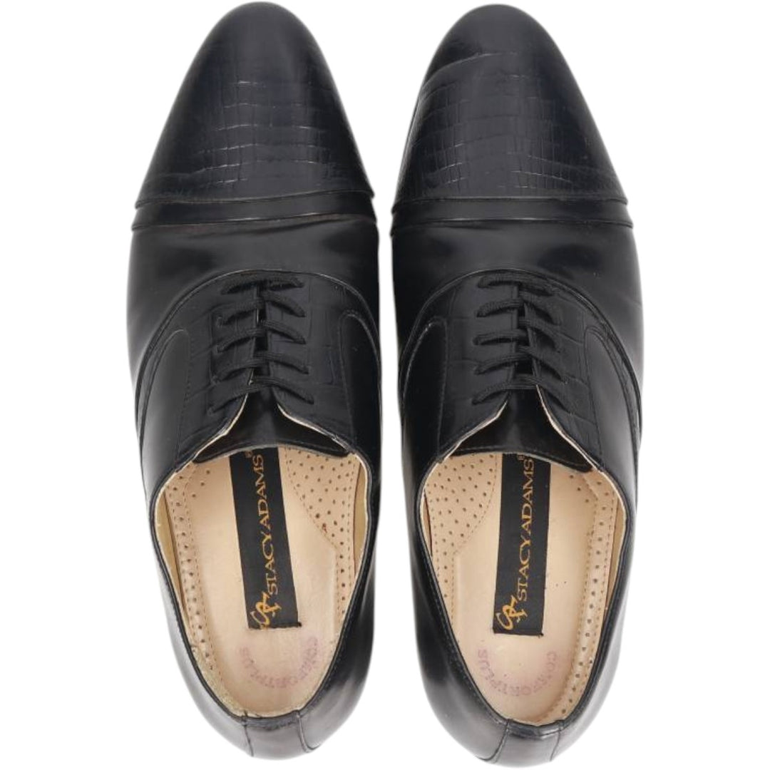 Stacy Adams platform plain toe shoes, size 9M Men's 27.0cm genuine leather black type Vintage Second Hand