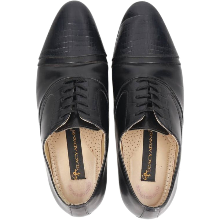 Stacy Adams platform plain toe shoes, size 9M Men's 27.0cm genuine leather black type Vintage Second Hand