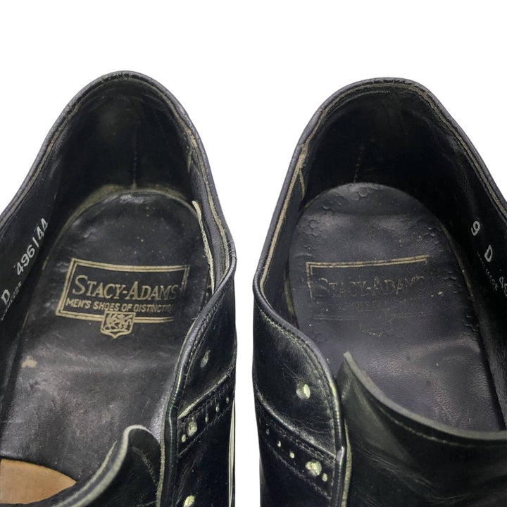 Stacy Adams full brogue wingtip shoes, size 9D Men's 27.0cm unclear black type Vintage Second Hand