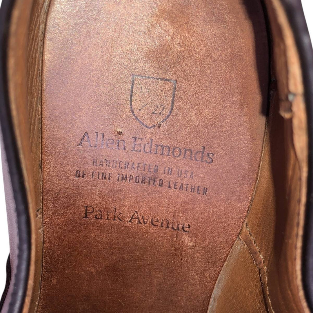 Allen Edmonds Park Avenue Straight Tip Shoes, Made in USA, Size 8 1/2E Men's 26.5cm genuine leather brown type Vintage Second Hand