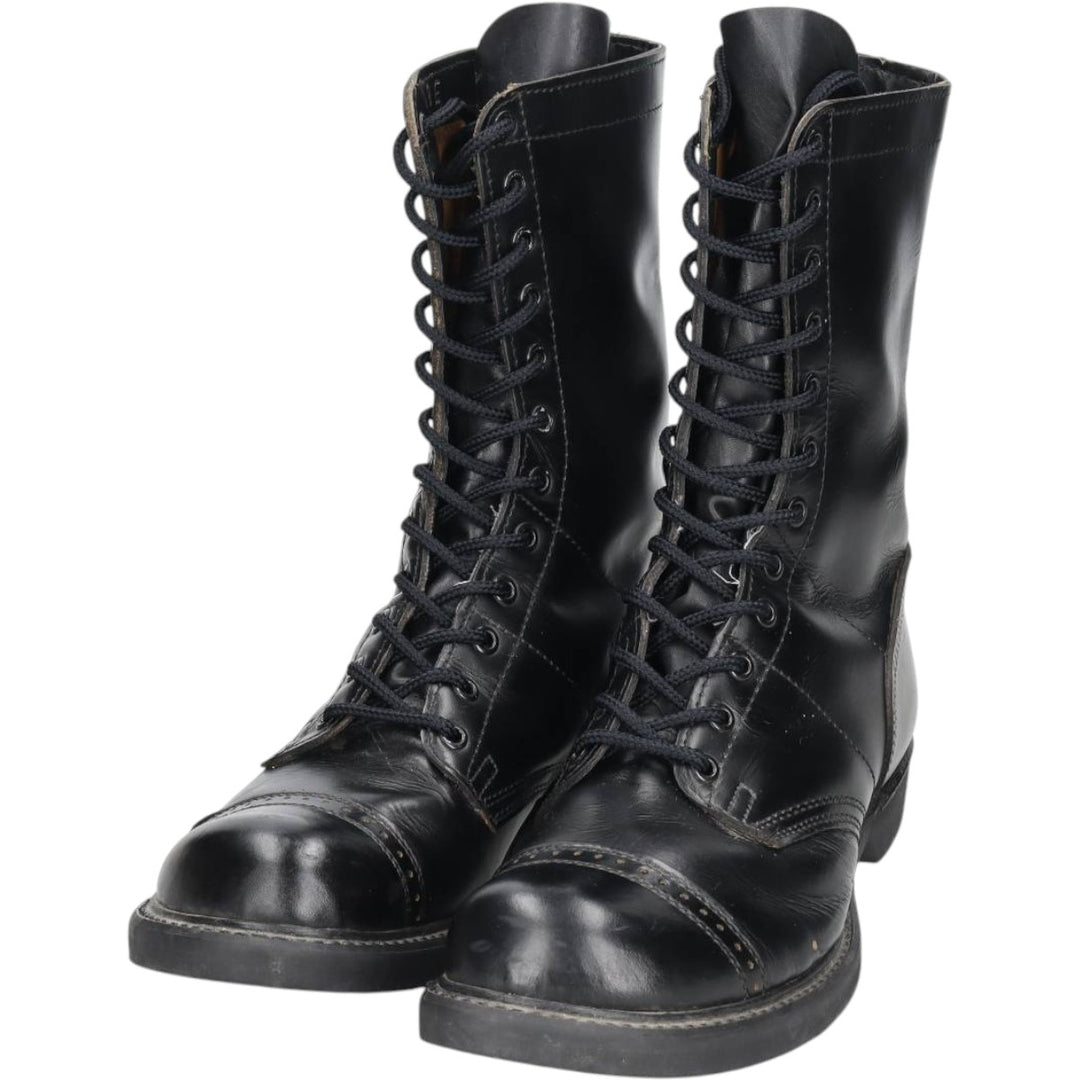 Civilian-made HH BRAND Straight Tip Steel Toe Jump Boots, Made in USA, Size 9E Men's 27.0cm genuine leather black type Vintage Second Hand