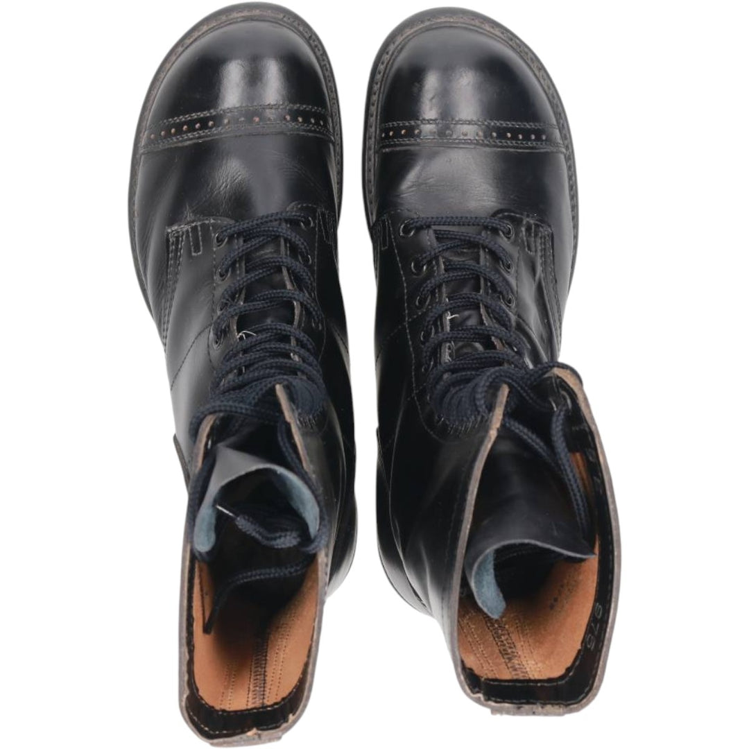 Civilian-made HH BRAND Straight Tip Steel Toe Jump Boots, Made in USA, Size 9E Men's 27.0cm genuine leather black type Vintage Second Hand