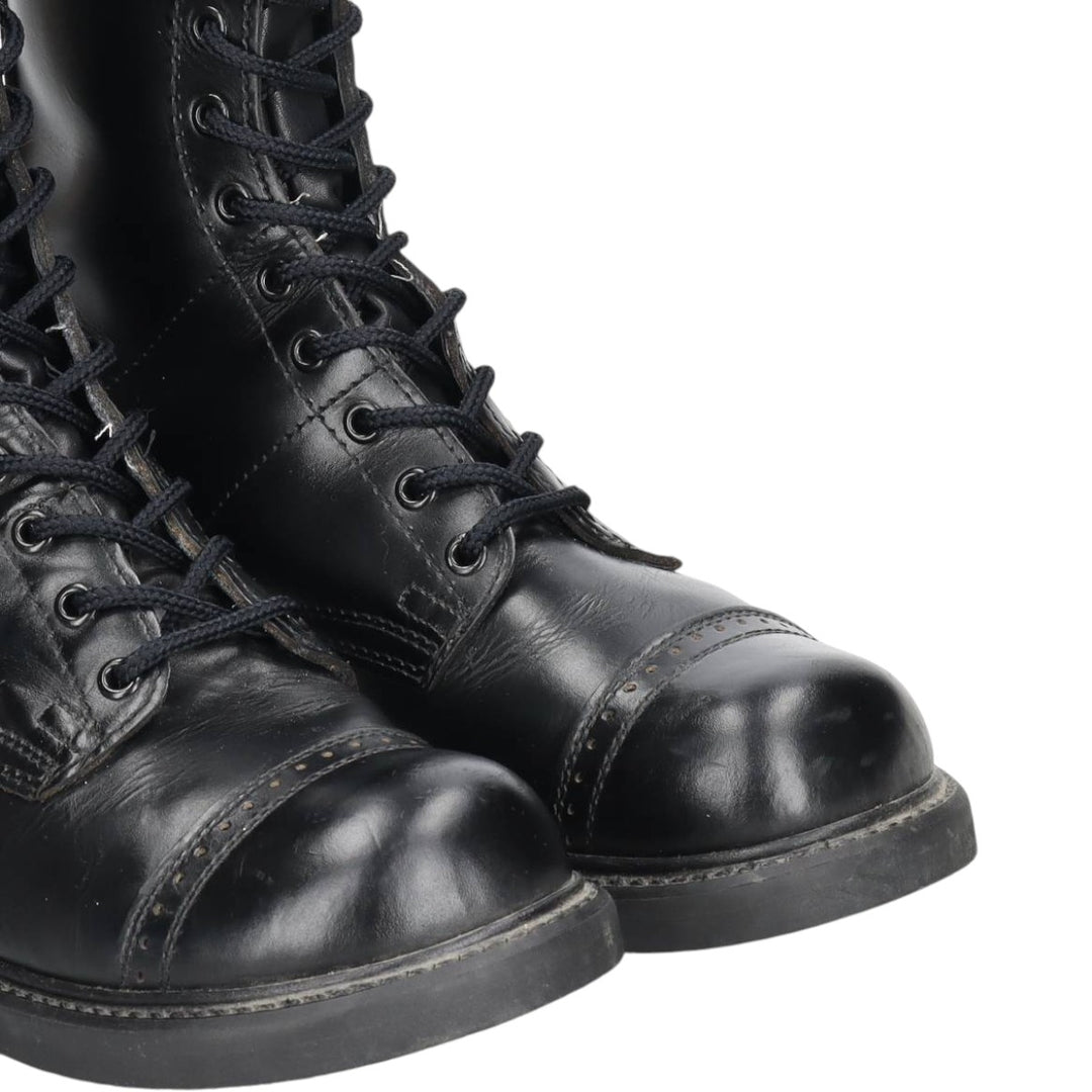 Civilian-made HH BRAND Straight Tip Steel Toe Jump Boots, Made in USA, Size 9E Men's 27.0cm genuine leather black type Vintage Second Hand