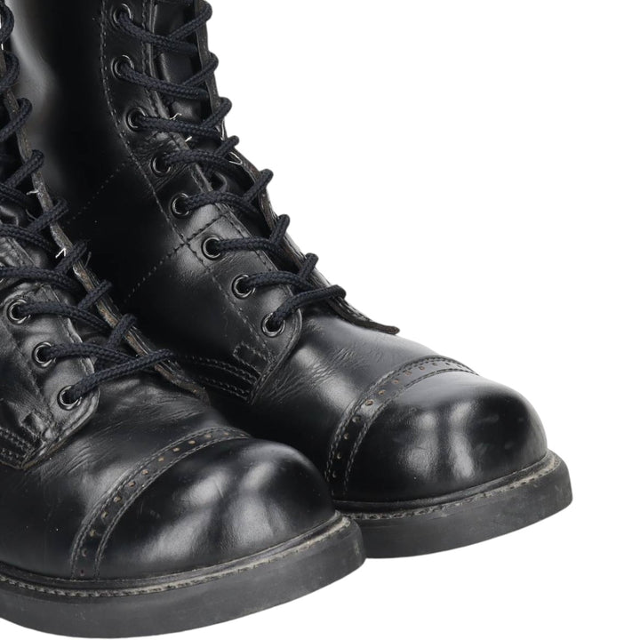 Civilian-made HH BRAND Straight Tip Steel Toe Jump Boots, Made in USA, Size 9E Men's 27.0cm genuine leather black type Vintage Second Hand