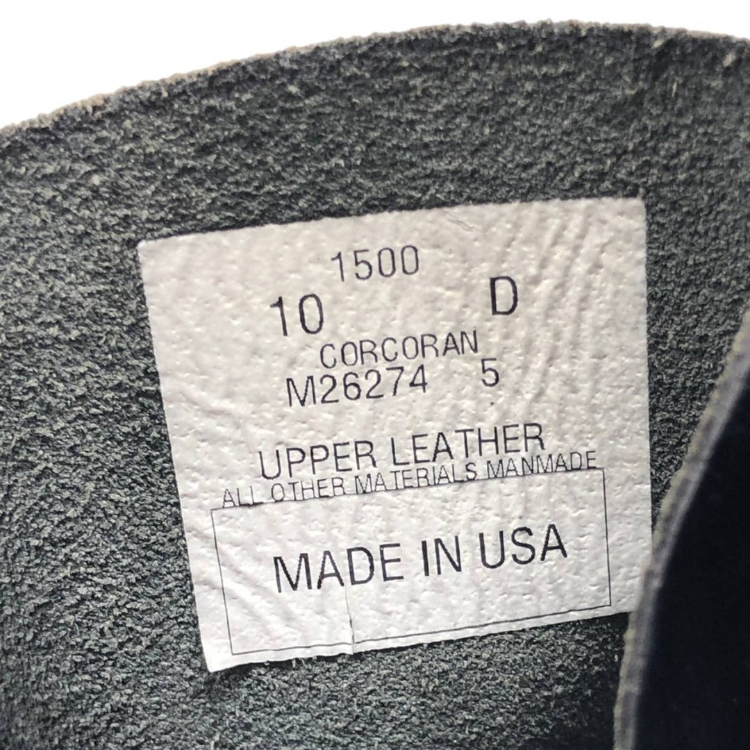 Corcoran Steel Toe Straight Tip Jump Boots, Made in USA, Size 10D Men's 28.0cm genuine leather black type Vintage Second Hand
