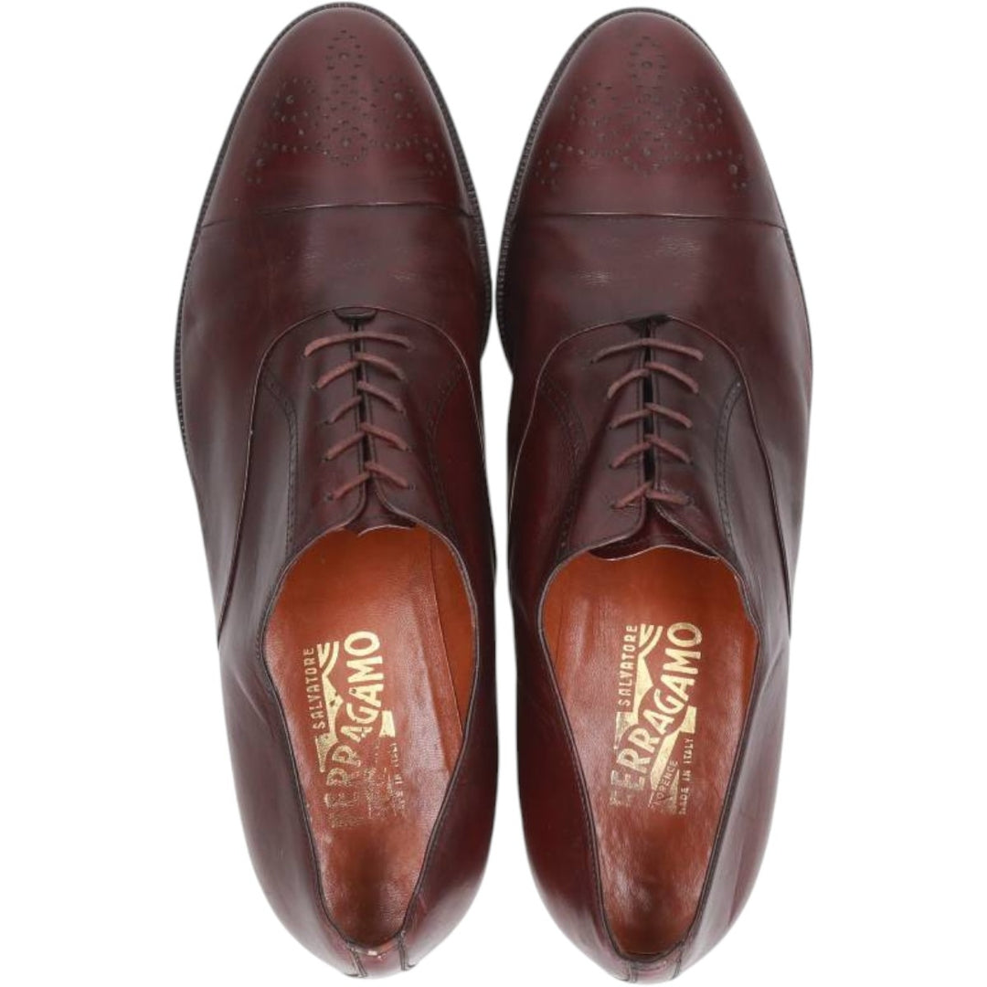 Salvatore Ferragamo semi-brogue straight-tip shoes, made in Italy, size 10 1/2D Men's 28.5cm unclear burgundy type Vintage Second Hand